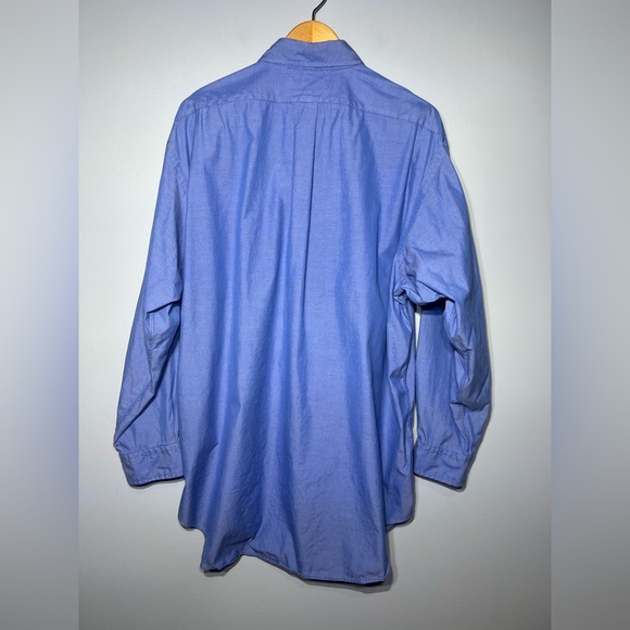 Vintage Polo Ralph Lauren Shirt Men Sz 17-33 Blue Yarmouth Dress Pinpoint Oxford - Picture 4 of 7